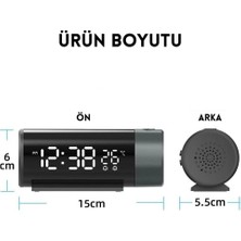 Dress Art D.art And Tech Projeksiyonlu Silindir USB Güç LED Ekran Çalar Saat Sıcaklık Çift Alarm