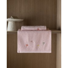 Madame Coco Branor 2'li Kroşeli %100 Pamuk El Havlusu - Pudra - 30X45 cm