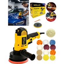 Pro Müller Alman Wax Motor Korumalı Metal Şanzıman Devir Ayarlı Zımpra Pasta Cila Polisaj Makinesi 15 Pcs Set