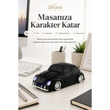 Zilvana Klasik Siyah Beetle Vosvos Tasarımlı 2.4g Kablosuz Mouse USB Alıcılı Kırmızı Araba Şeklinde Optik Mouse