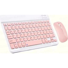 Zilvana Ultra Ince Bluetooth Pembe Klavye Mouse Seti Tablet & Laptop Için