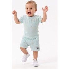 Kids Kingdom Pamuklu Gofre Kumaş Yumuşak, Cepli Erkek Bebek 2li Şortlu Takım