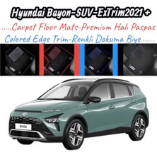Gian Fabio Falleri Lacasa Hyundai BAYON-SUV-EXTRIM(2021 ve Sonrası)Uyumlu Renkli Kenar-Silikon Topukluklu Velur Halı Paspas