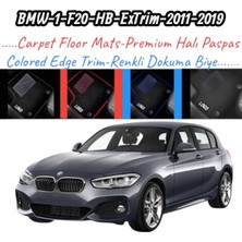 Gian Fabio Falleri Lacasa Bmw 1-F20-HB-EXTRIM(2011-2019)UYUMLU Renkli Kenar-Silikon Topukluklu Velur Halı Paspas