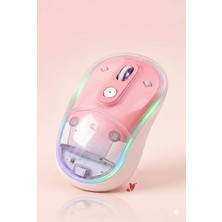 Zilvana Rgb Işıklı Simli Akışkan Tasarım Efektli Şarjlı Pembe Kablosuz Mouse