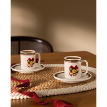 Madame Coco Neva 2 Kişilik 4 Parça Gold Kahve Fincan Seti - Renkli - 90 ml