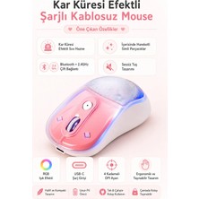 Zilvana Rgb Işıklı Simli Akışkan Tasarım Efektli Şarjlı Pembe Kablosuz Mouse