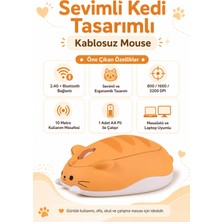 Zilvana Sevimli Kedi Tasarımlı Kablosuz Bluetooth Turuncu Mouse