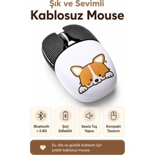 Zilvana Şarjlı Bluetooth 2.4g Sessiz Kablosuz Mouse Köpek Desenli