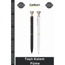 Carlburn Özel Üretim Lüks Şık Kristal Detaylı Metal Ofis Hediye Kurumsal Tasarım Ergonomik Yazım Taşlı Kalem