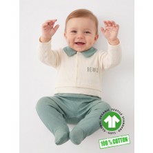 Kids Kingdom Pamuklu Ayıcık Detaylı Çıtçıtlı Bebe Yaka Erkek Bebek Tulum