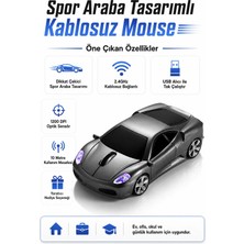 Zilvana Spor Araba Tasarımlı Gri Kablosuz Mouse USB Dongle Alıcılı