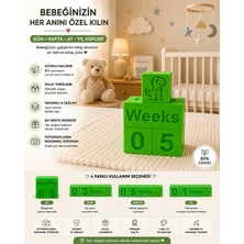 Major Hobi Bebek Gün Hafta Ay Küpleri 3D Baskı Yenidoğan Fotoğraf Çekim Seti - Anı Küpü - Yeşil