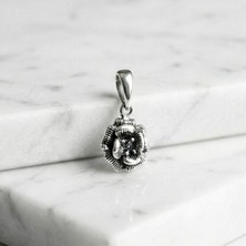 Ebrar Silver Gümüş Gül Kolye Ucu 925 Ayar Gümüş Gül Figürlü Unisex Kolye Çiçek Kolye Ucu