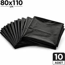 MSE HOLD Siyah Çöp Poşeti 80X110 Kalın 10 Adet Dökme Çöp Torbası Battal Boy