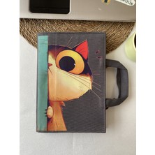 Dutt Dikim ANTRASİT GRİ DuttDikim Standart Boy Kitap Çantası - 17x24 cm Dak Kumaş - Kitçan Koruyucu Kılıf-SU İTİCİ KUMAŞ -KEDİ
