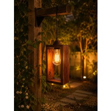 Luna Wood Crafts El Yapımı Ahşap Bahçe Lambası - Dekoratif Aydınlatma