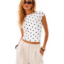 Ghassy Co. Kadın Basic Crop Bisiklet Yaka Slim Fit Esnek Kumaş Günlük Şık Yazlık Penye Spor Tişört