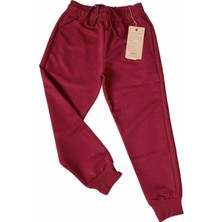 Nacar Store Unisex Çocuk Bordo Likralı Eşofman Altı