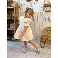 Butik Kız Çocuk Güpür Detaylı Pamuklu Elbise