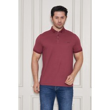 Jeus Erkek Pike Lacoste Kumaş Yakalı Bordo Tshirt