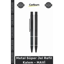 Carlburn Özel Üretim Lüks Kaliteli Ofis Kırtasiye Roller Yedek Yazım Metal Süper Jel Refil Kalem Mavi