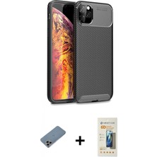 Marsilyan™- iPhone 11 Pro Max Kılıf Eksen Form Prime - Siyah 6d Mat Seramik Hayalet Nano Ekran Koruyucu + Shine Kamera Lens Koruma Cam - Gı