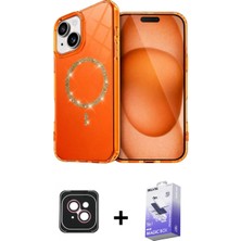 Marsilyan™- iPhone 14 Kılıf Kıvılcım Form Prime - Siyah Bilvis 5in1 5d Magic Hayalet Cam Ekran Koruyucu + Pvd Metal Kamera Lens - Pe
