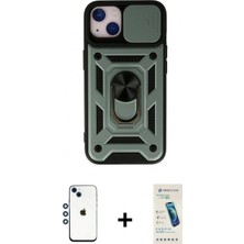 Marsilyan™- iPhone 14 Kılıf Ahenk Klasik - Şeffaf Pasifik Cam Ekran Koruyucu + Shine Kamera Lens - Mı