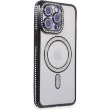 Mossem Iphone 15 Pro Kılıf Joke Simli Magneticsafe Kılıf - Siyah