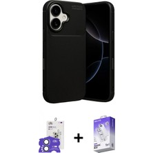 Marsilyan™- iPhone 17 Kılıf Eksen Form Prime - Siyah Bilvis 5in1 3D Magic Cam Ekran Koruyucu + Bilvis Titan Kamera Lens - Akmı