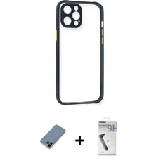 Marsilyan™- iPhone 12 Pro Kılıf Nova Asil Özel Seri - Şeffaf Uv Polymer Nano Ekran Koruyucu + Metal Kamera Lens Koruma Cam - Mı