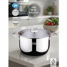Fms 26 Cm İdeal Çelik Derin Tencere Metal | 8.50 L | 18/10 Paslanmaz | İndüksiyon Taban | 304 Kalite