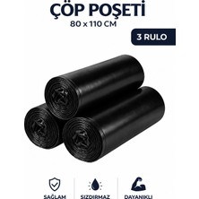 MSE HOLD Çöp Poşeti 80X110 Jumbo Boy 3 Rulo 30 Adet Kalın Siyah Çöp Torbası