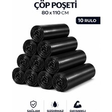 MSE HOLD Çöp Poşeti 80X110 Jumbo Boy 10 Rulo 100 Adet Kalın Siyah Çöp Torbası