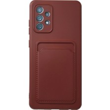 Mossem Samsung Galaxy A72 Kılıf Kelvin Kartvizitli Silikon - Bordo