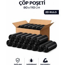MSE HOLD Çöp Poşeti 80X110 Jumbo Boy 20 Rulo 200 Adet Kalın Siyah Çöp Torbası