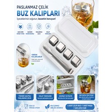 Tasarım Evi 4 Adet Paslanmaz Çelik Buz Kalıbı Viski Soğutma Taşı Maşalı Yeniden Kullanılabilir Buz Viski Taşı