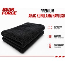 Robeve Bear Force Araç Kurulama Havlusu 60X80 cm 800 Gsm Twisted Loop Mikrofiber Oto Kurulama Bezi Yüksek Su Emici Çiziksiz Araç Kurulama Havlusu Profesyonel Araç Bakım ve Oto Yıkama Bezi