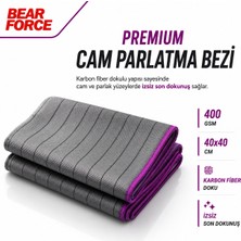 Robeve Bear Force Karbon Premium Oto Cam Parlatma Bezi 40X40 cm 400 Gsm Karbon Fiber Dokulu Mikrofiber Araç Cam Temizleme Bezi Izsiz Cam Ayna Ekran ve Parlak Yüzey Temizlik Havlusu