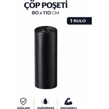 MSE HOLD Çöp Poşeti 80X110 Jumbo Boy 1 Rulo 10 Adet Kalın Siyah Çöp Torbası