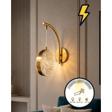 Eskitme Pirinç Kaplama Top Aplik 3 Renk Ledli Salon Antre Koridor Duvar Aydınlatması Elektrikli
