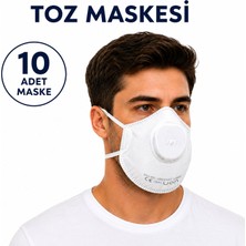 Badem10 Ventilli Konik Toz Maskesi 10 Adet Paket Nefes Valfli Toz Koruma Maskesi Hafif Konforlu Kullanım