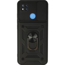 Mossem Xiaomi Redmi 9c Kılıf Pars Lens Yüzüklü Silikon - Siyah