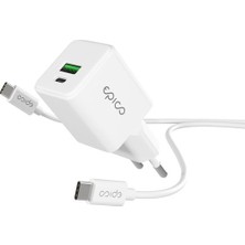 Epico Ultraboost Gan 20W Duvar Şarj Cihazı EA20 (1.2m Usb-C Kablolu) - Beyaz