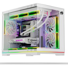 Next Gaming Orion Neon 6x ARGB Fan Kumanda ve Kontrolcü Micro ATX Boş Bilgisayar Kasası Beyaz