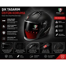 Panleo Yarım Motosiklet Kaskı Açık Kask Güneş Gözlüklü Mat Siyah Scooter ve Motor Kaskı