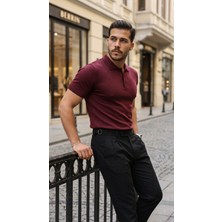 Moda Loris Erkek Düğme Yakalı Kısa Kollu Pamuk Triko Tişört