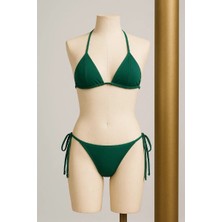 Lux Store Kadın Yeşil Yandan ve Boyundan Bağlamalı Bikini Mayo Takımı – Modern, Konforlu ve Günlük Kombinlere Uygun