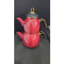Es Dekor Red Teapot Dot Emaye Çaydanlık Kırmızı 2100ML
